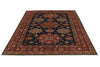 6x8 Navy and Red Kazak Tribal Rug