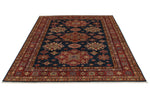 6x8 Navy and Red Kazak Tribal Rug