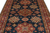 6x8 Navy and Red Kazak Tribal Rug