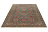 6x8 Green and Multicolor Kazak Tribal Rug