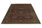 6x8 Green and Multicolor Kazak Tribal Rug