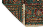 6x8 Green and Multicolor Kazak Tribal Rug