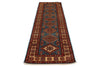 3x10 Light Blue and Ivory Kazak Tribal Runner