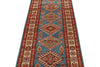 3x10 Light Blue and Ivory Kazak Tribal Runner
