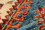 3x10 Light Blue and Ivory Kazak Tribal Runner