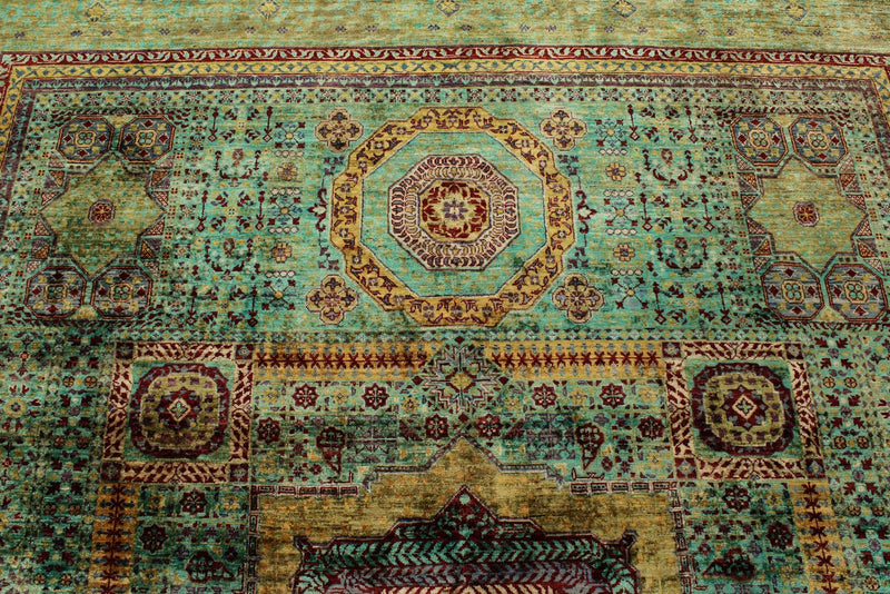 8x10 Green and Green Turkish Tribal Rug