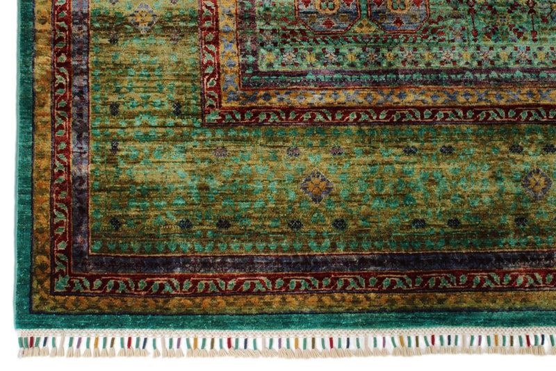 8x10 Green and Green Turkish Tribal Rug