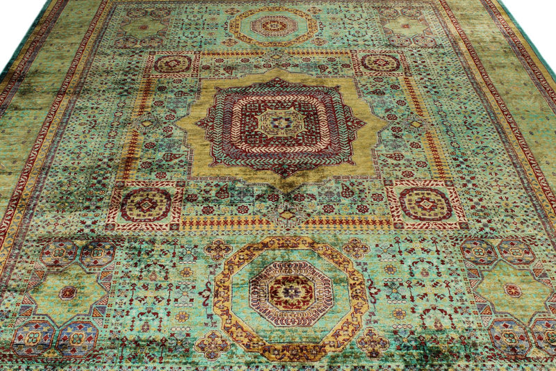 8x10 Green and Green Turkish Tribal Rug