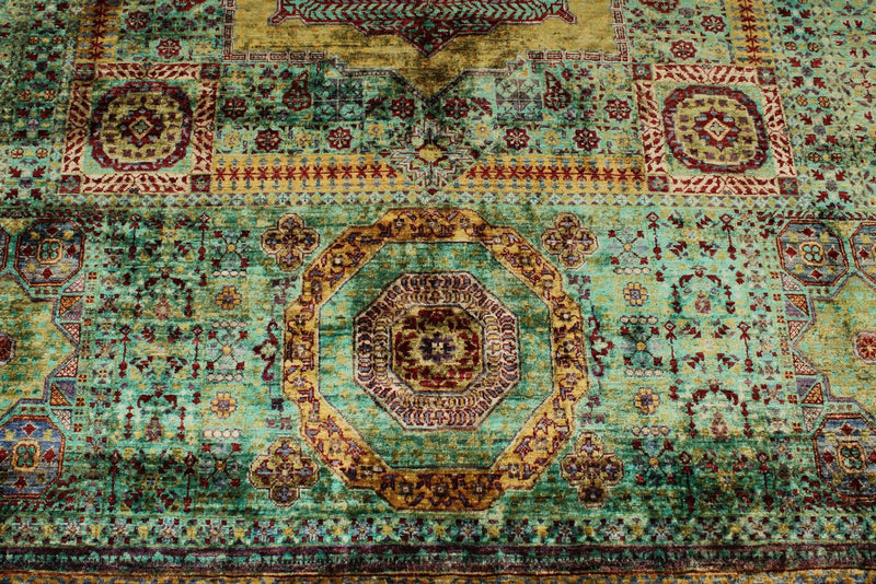 8x10 Green and Green Turkish Tribal Rug