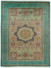 9x12 Green and Turquoıse Turkish Tribal Rug