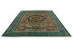 9x12 Green and Turquoıse Turkish Tribal Rug