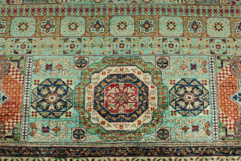 9x12 Green and Turquoıse Turkish Tribal Rug