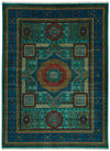 9x12 Turquoıse and Navy Turkish Tribal Rug