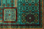 9x12 Turquoıse and Navy Turkish Tribal Rug