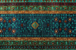 9x12 Turquoıse and Navy Turkish Tribal Rug