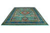 9x12 Turquoıse and Navy Turkish Tribal Rug