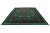 9x12 Turquoıse and Navy Turkish Tribal Rug