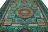 9x12 Turquoıse and Navy Turkish Tribal Rug