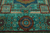 9x12 Turquoıse and Navy Turkish Tribal Rug