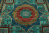 9x12 Turquoıse and Navy Turkish Tribal Rug