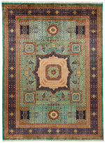 9x12 Turquoıse and Navy Turkish Tribal Rug