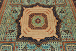 9x12 Turquoıse and Navy Turkish Tribal Rug