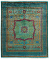 8x10 Green and Turquoıse Turkish Tribal Rug