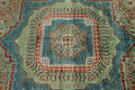 10x13 Light Green and Blue Turkish Tribal Rug