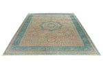 10x13 Light Green and Blue Turkish Tribal Rug