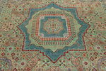 10x13 Light Green and Blue Turkish Tribal Rug