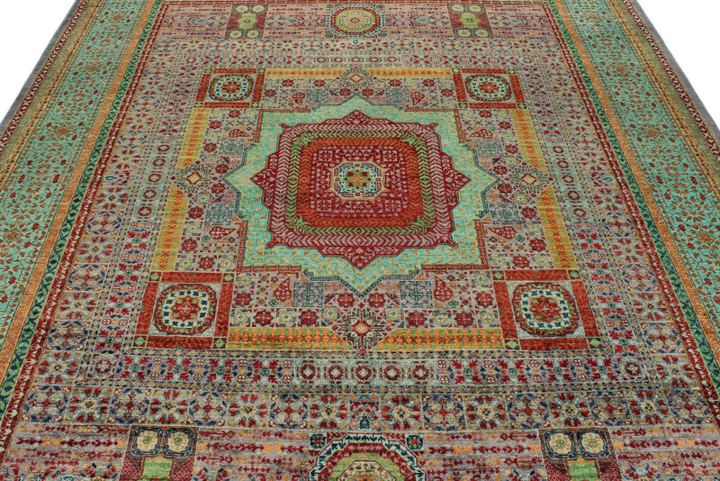 8x10 Purple and Green Turkish Tribal Rug