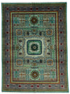 10x13 Green and Gray Turkish Tribal Rug