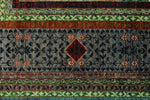 10x13 Green and Gray Turkish Tribal Rug