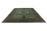 10x13 Green and Gray Turkish Tribal Rug