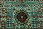 10x13 Green and Gray Turkish Tribal Rug