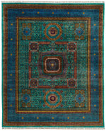 8x10 Green and Navy Turkish Tribal Rug