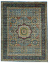 10x13 Light Blue and Multicolor Turkish Tribal Rug