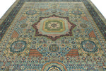 10x13 Light Blue and Multicolor Turkish Tribal Rug