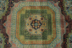 10x13 Light Blue and Multicolor Turkish Tribal Rug