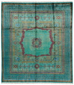 8x10 Turquoıse and Multicolor Turkish Tribal Rug