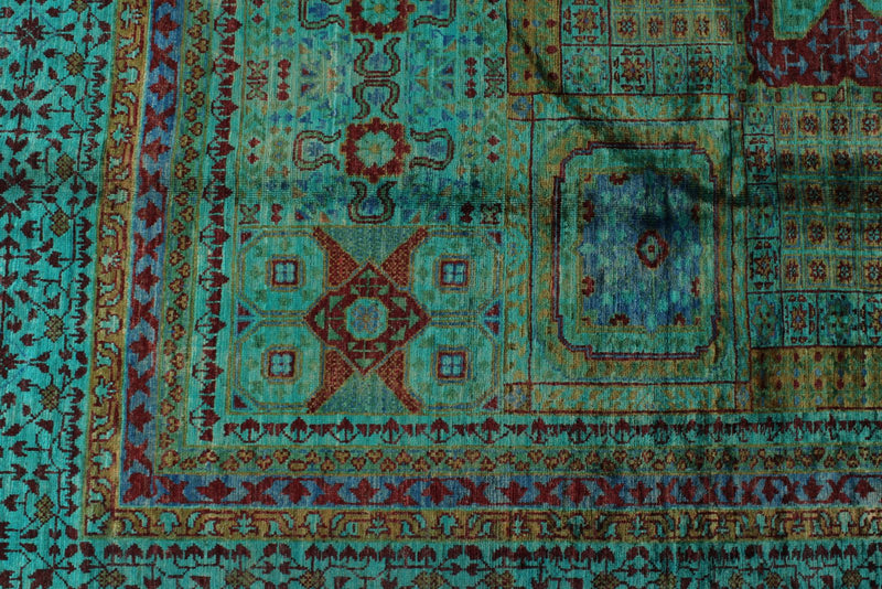 8x10 Turquoıse and Multicolor Turkish Tribal Rug