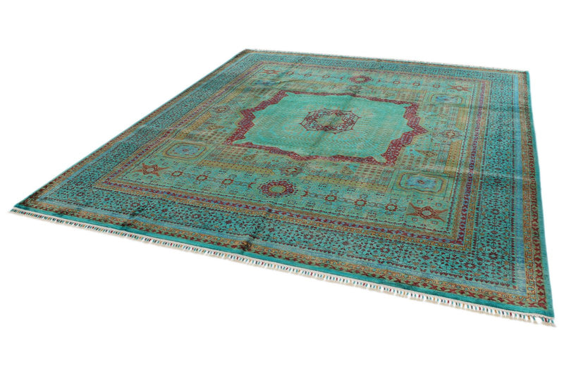 8x10 Turquoıse and Multicolor Turkish Tribal Rug