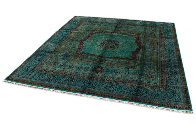 8x10 Turquoıse and Multicolor Turkish Tribal Rug