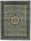 10x13 Light Blue and Navy Turkish Tribal Rug