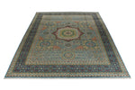 10x13 Light Blue and Navy Turkish Tribal Rug