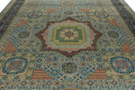 10x13 Light Blue and Navy Turkish Tribal Rug