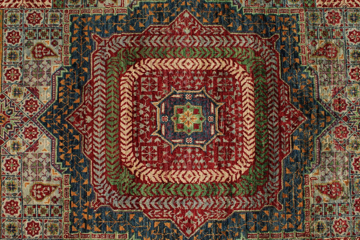8x10 Gray and Light Blue Turkish Tribal Rug