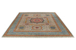 8x10 Gray and Light Blue Turkish Tribal Rug