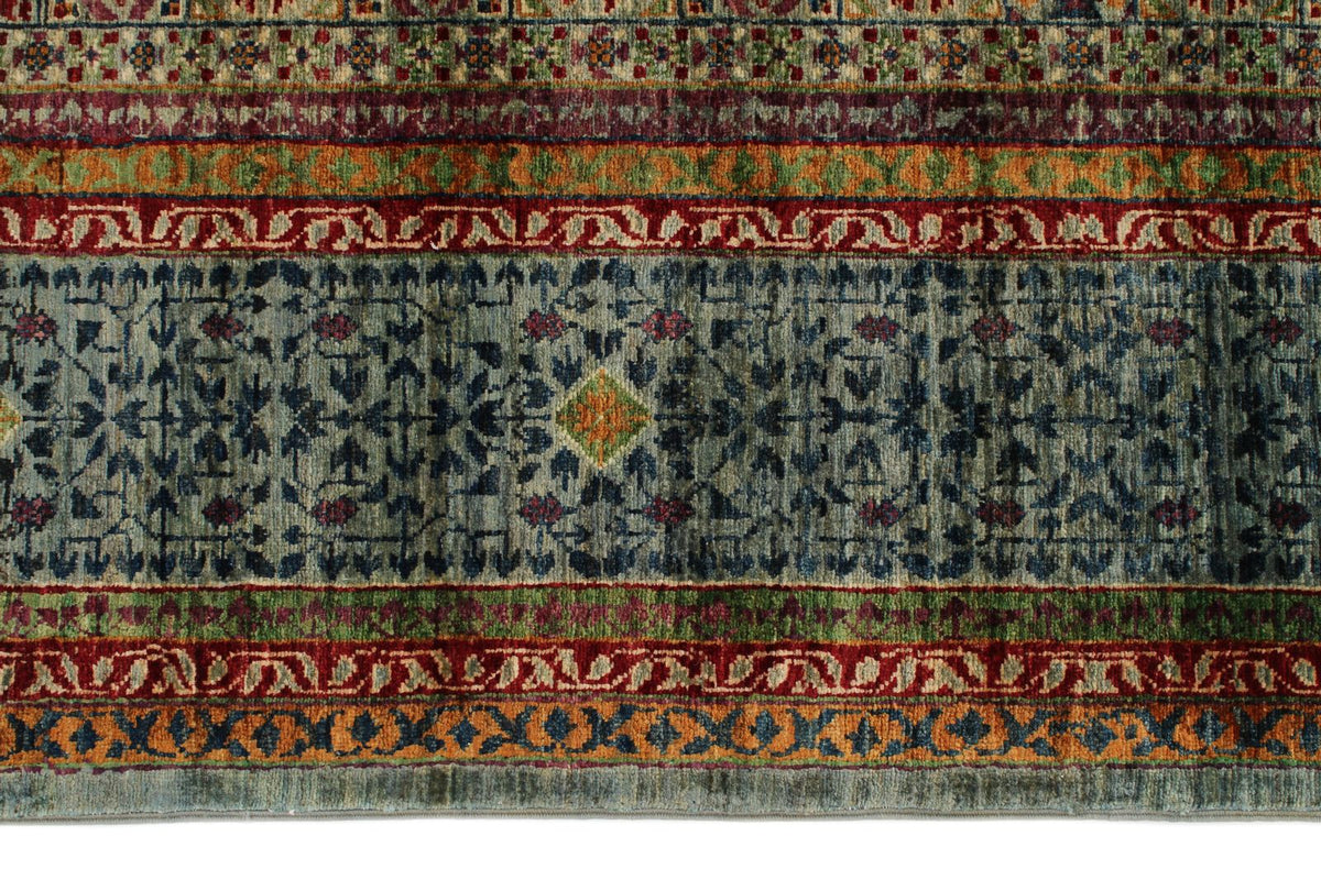 8x10 Gray and Light Blue Turkish Tribal Rug