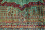 8x10 Light Green and Turquoise Turkish Tribal Rug